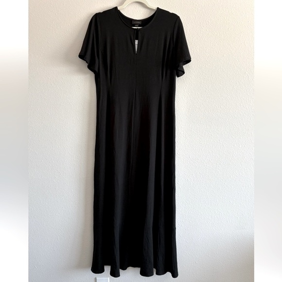 J.Jill Short Sleeve Flutter Maxi Dress Keyhole Women’s Medium Black NWT - Picture 1 of 6